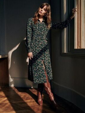Sezane Tea Dress Navy Miranda Print 4